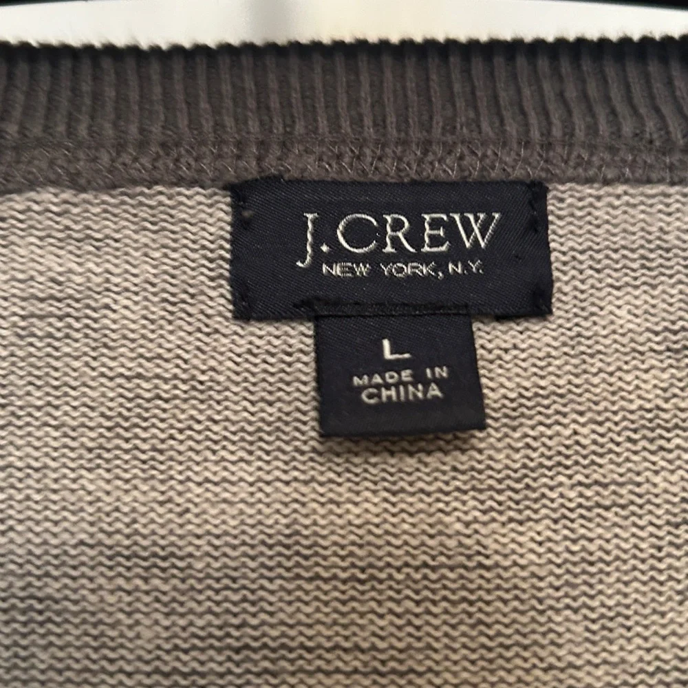 J. Crew Men's V-Neck Cotton Sweater L Marled Gray Preppy Career Casual Golf